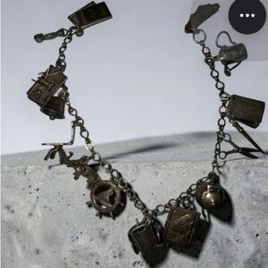 Rare! VINTAGE 1940s 1950s STERLING SILVER CHARM BRACELET | MEXICO SIGCO